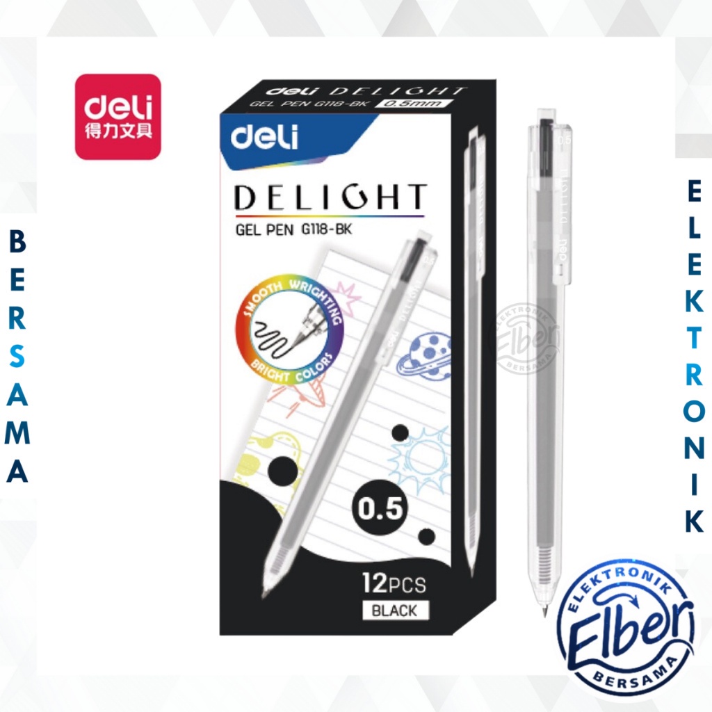 

ELBER DELI034 Deli Gel Pen / Pulpen Gel 0.5 mm Berbagai Macam Warna EG118 Y1674
