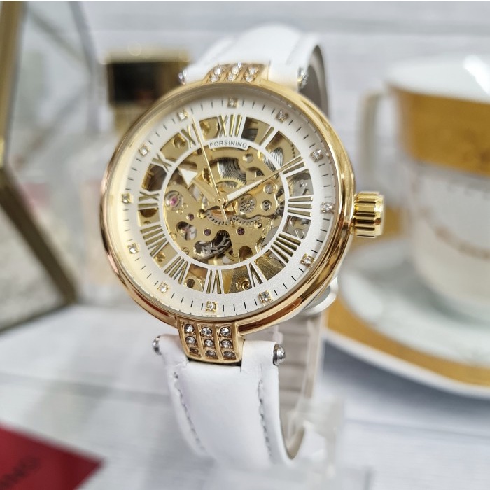 ✅Ori Jam Tangan Wanita Original Forsining Eden Automatic Otomatis White Diskon