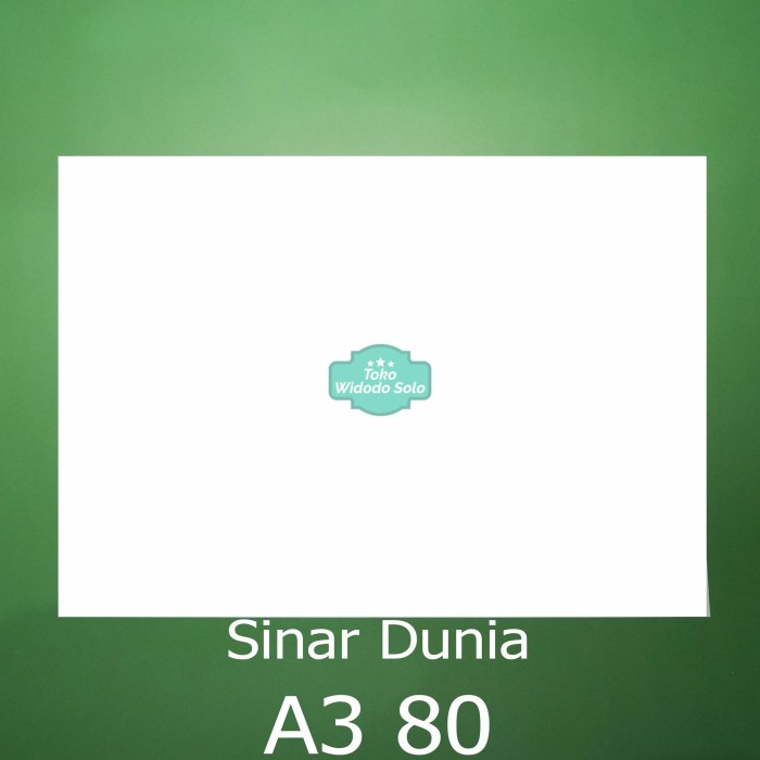 

Kertas HVS Sinar Dunia A3 80gsm 297x420mm Putih Ecer Per 1 Lembar