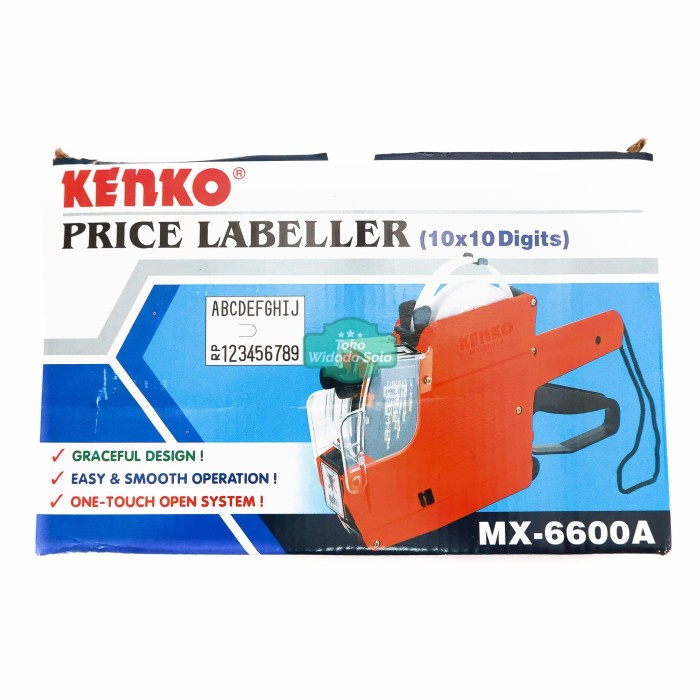 

Alat Label Harga Kenko MX 6600A Price Labeller Dua Baris Huruf Angka
