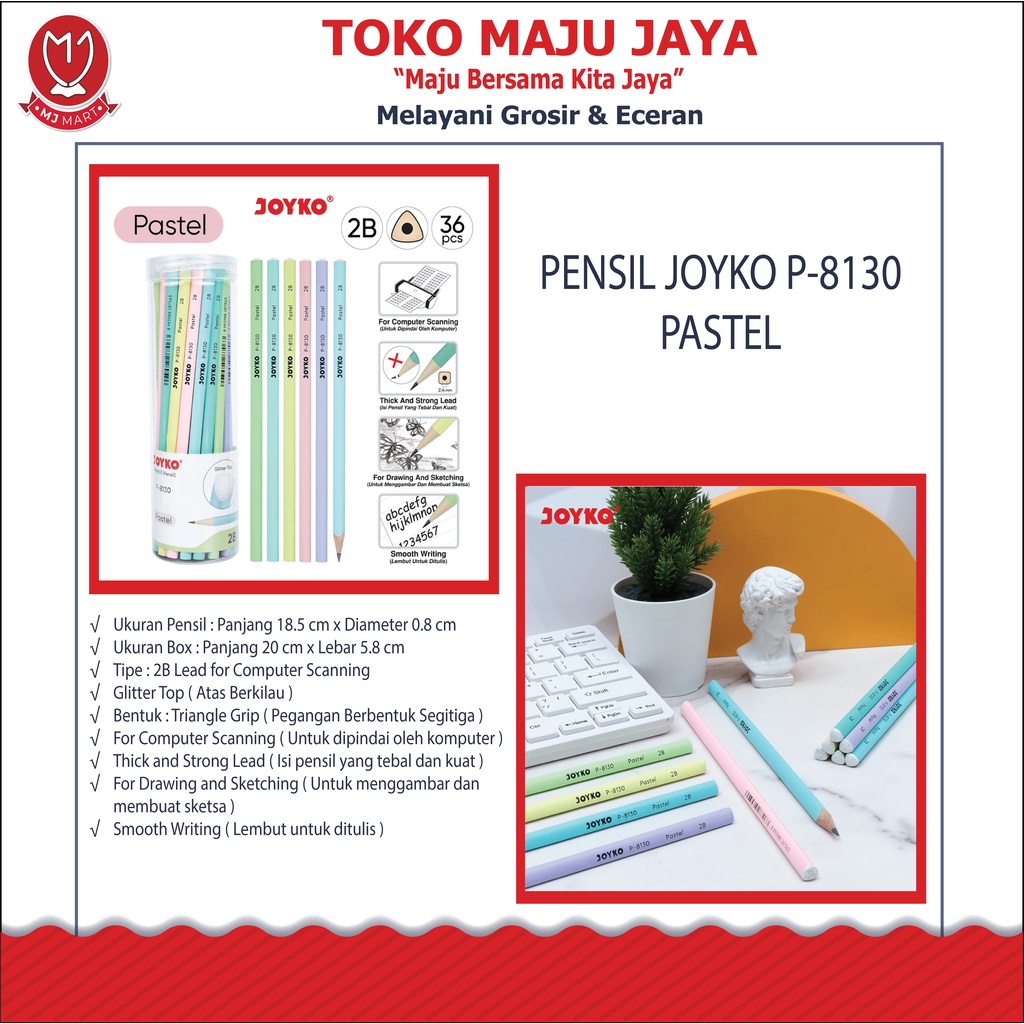 

PENSIL JOYKO P-8130 PASTEL (1 tabung isi 36pcs)