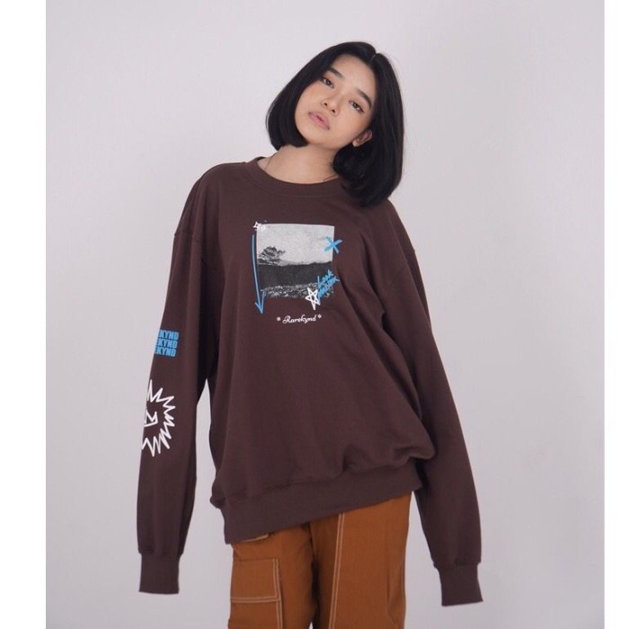 Rarekynd Zink Crewneck Choco - Sweater Tidak Berkerah Unisex Cokelat