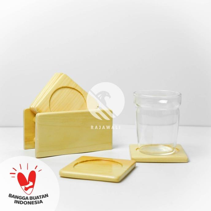 ;&;&;&;&] Coaster / Tatakan Gelas Kayu Pinus 1 Set