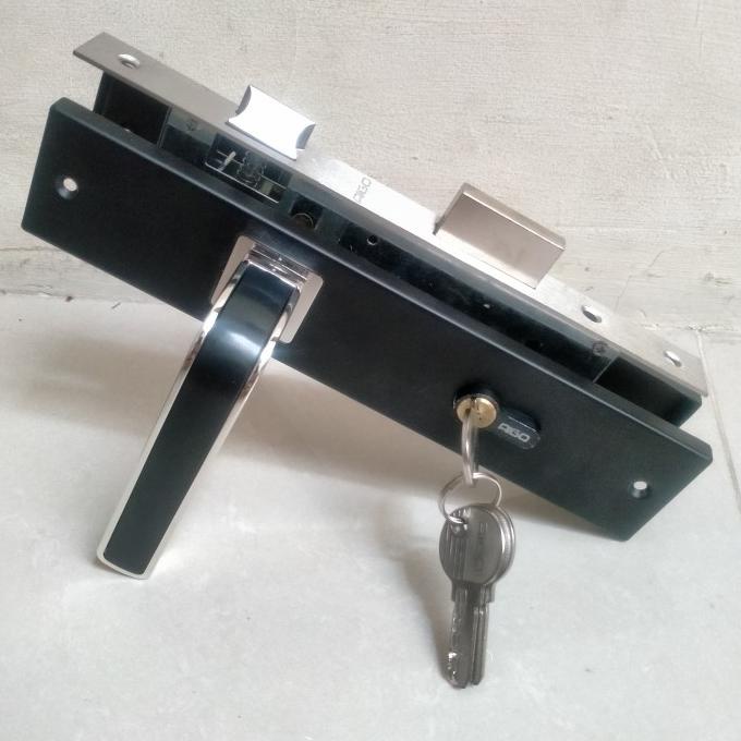 ,,,,,,,] kunci pintu hitam 25cm satu set handle pintu besar komplit full black