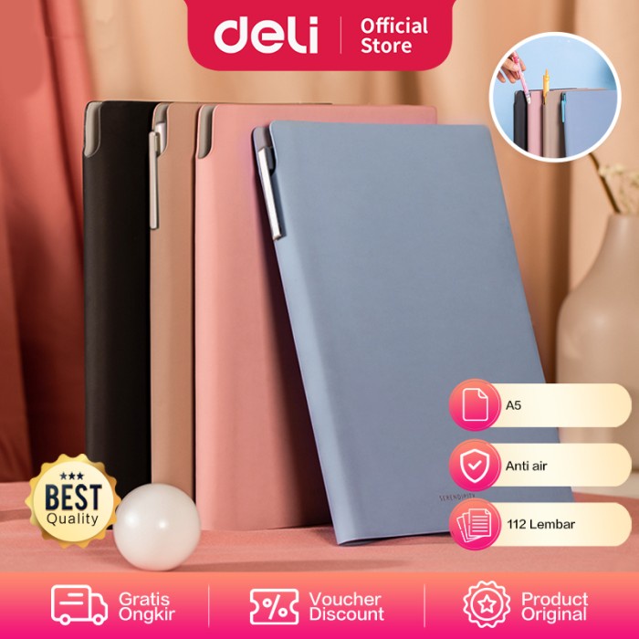 

Deli Leather Cover Notebook Buku Catatan Agenda Pocket Kulit A5 EN128L