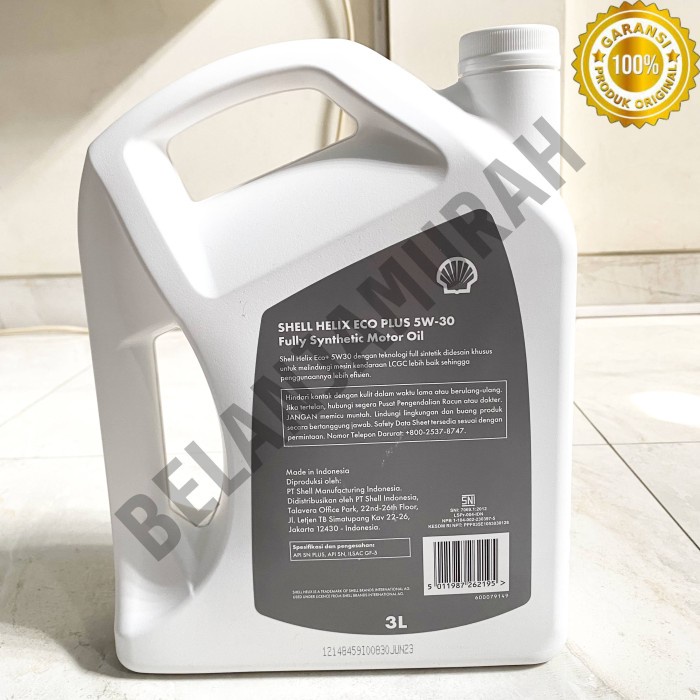 Oli Mesin Mobil LCGC Shell Eco 5w-30 3 Liter / Galon best