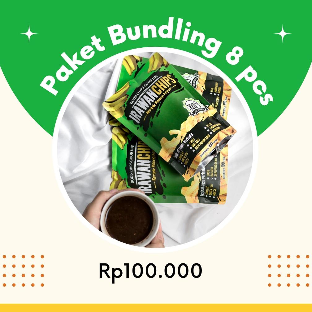 

Baru Bundling 8 pcs Keripik Pisang Kepok Irawanchips 100 gr