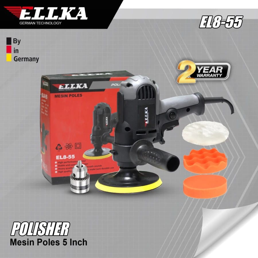ELLKA 600W Mesin Poles 2 in 1 Bisa Jadi Mesin Bor 10mm Mobil Polisher Mobil Perbaikan Ubin Motor Car