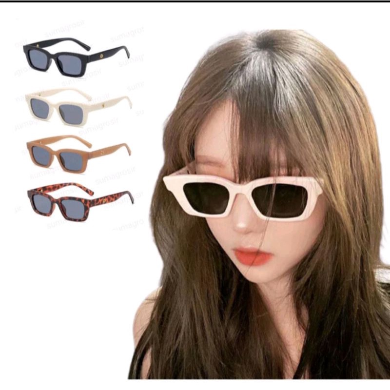 KACAMATA HITAM WANITA FASHION KACAMATA UV400 GAYA RETRO VINTAGE SUNGLASESS Polos tanpa logo