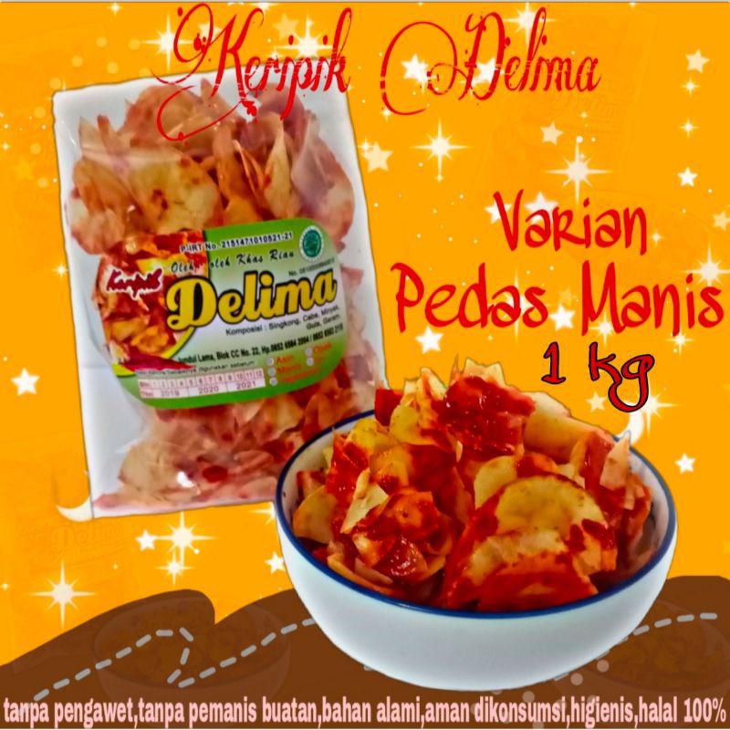 

Ready Keripik singkong 1000gram pedas asin pedas manis cabe hijau delima Best Seller