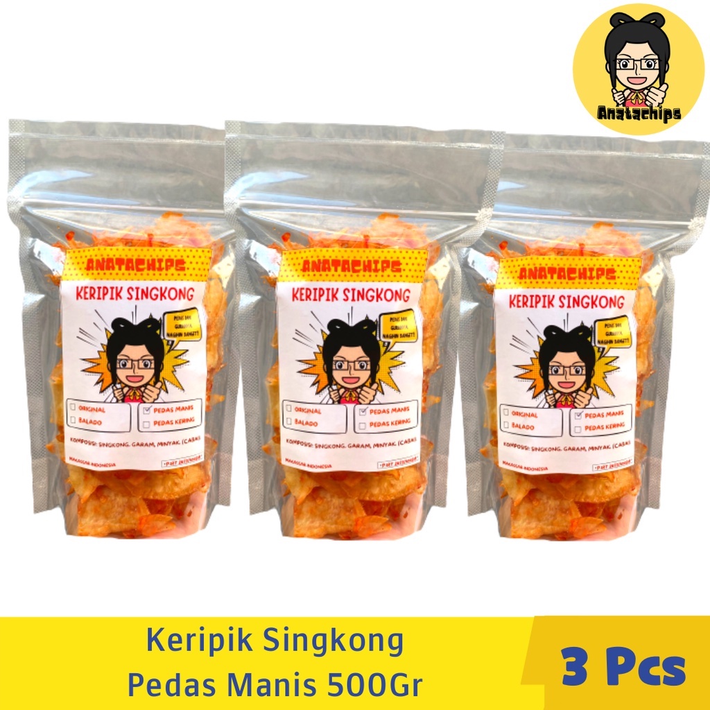 

Ready Anata Chips Paket Pedas Manis 3 pcs - Keripik Singkong Non COD