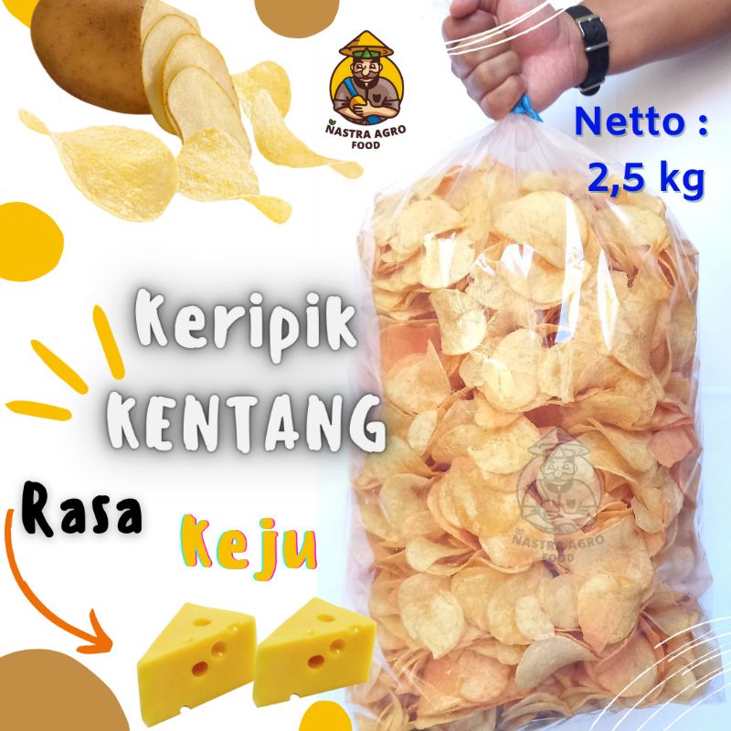 

Ready Keripik kentang 2,5 KG Curah Varian Rasa Keju / keripik kentang terlaris / termurah Non COD