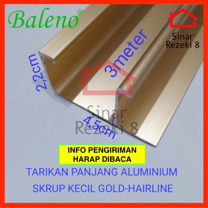 Profil Tarikan Aluminium GOLD Handle Frame Kitchen Lis Edging GP 30