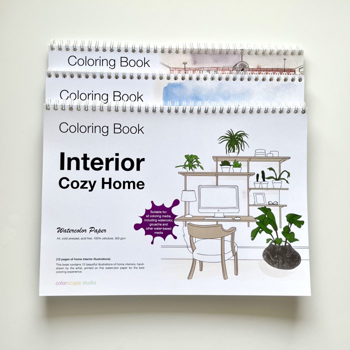 

Watercolor & Mixed Media Coloring Book - Interior Cozy Home