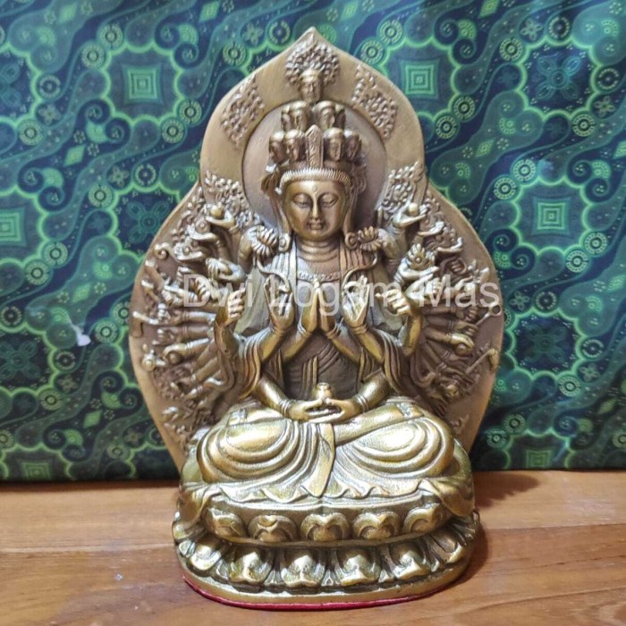 [Original] Patung Avalokitesvara Kwan Im Phosat 1000 Tangan Kuningan 155 Cm Terbaru