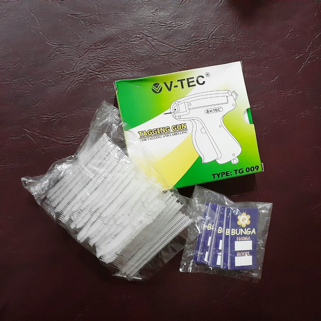 

Paket Tag Gun (+ 1000 Tag Arrow Pin) & Kertas Merk Hang Tag Merek Bandrol Label Baju Celana Pakaian