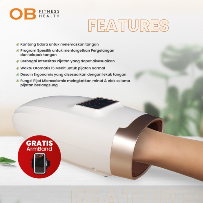 Ready Pemijat Tangan Elektrik OB3011 Refleksi pijat tangan dengan penghangat