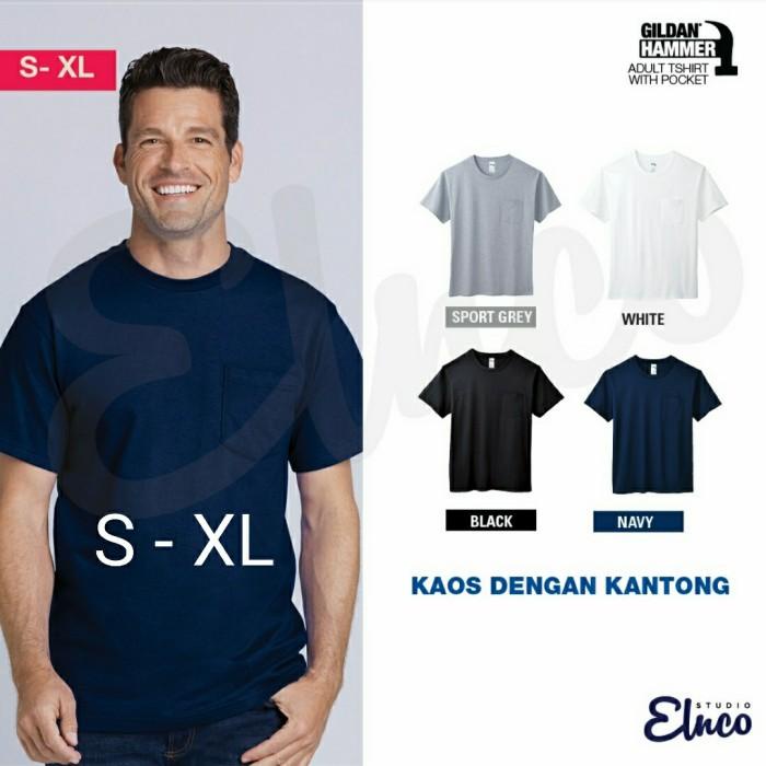 Kaos Polos Kantong Variasi Kaos Pria Katun 20s Gildan Hammer Ha30 S-XL Murah Best-Seller