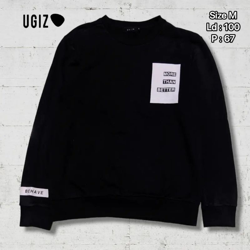 Crewneck Ugiz Hitam Pekat Original Second Preloved