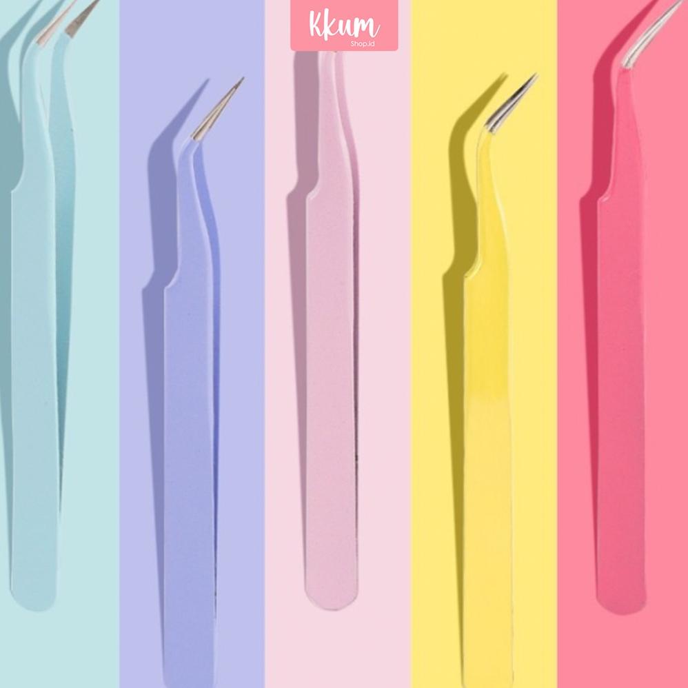 Tweezer pinset bengkok/ Pinset eyelash extension/ Penjepit Jurnal stiker
