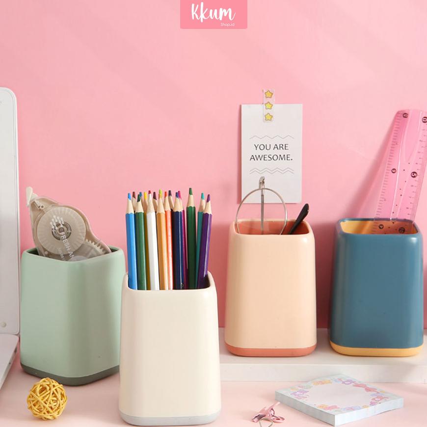 

Kotak tempat alat tulis brush aesthetic/ Wadah pensil simple pen holder