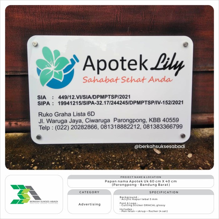Promo Papan Nama Apotek 60X40 Plang Nama Apotek Papan Nama Apotik Custom