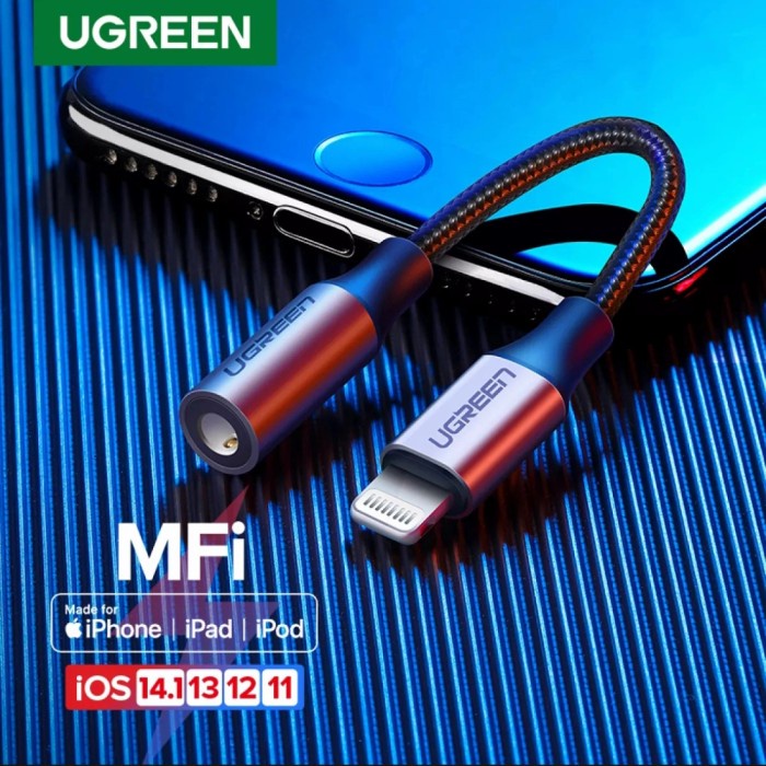 UGREEN IPHONE CONVERTER LIGHTNING MFI TO AUX 3.5MM SUPPORT MIC AUDIO