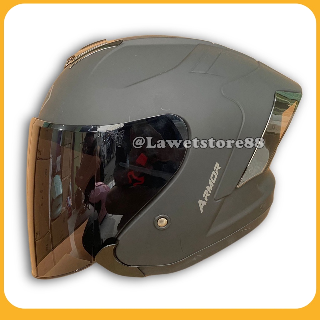 Helm Sepeda Motor Half Face Js Yakuza Armor Solid Polos Helem Pria Wanita Dewasa Standar Sni Sport P