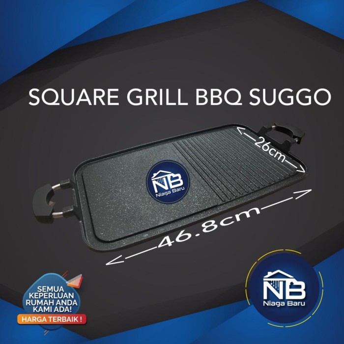 TERBARU Suggo Square Multi Grill Pan BBQ Teflon 2 In 1 Alat Bakar Sate Daging /GRILL PEN/BAKARAN