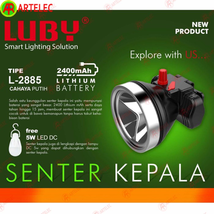SENTER KEPALA LUBY L-2885 20W DIMMER HEADLIGHT