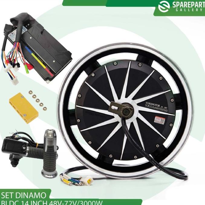 Paket Hub Dinamo Bldc Motor Listrik 48-72V 3000W Ring 14" (14Inch)
