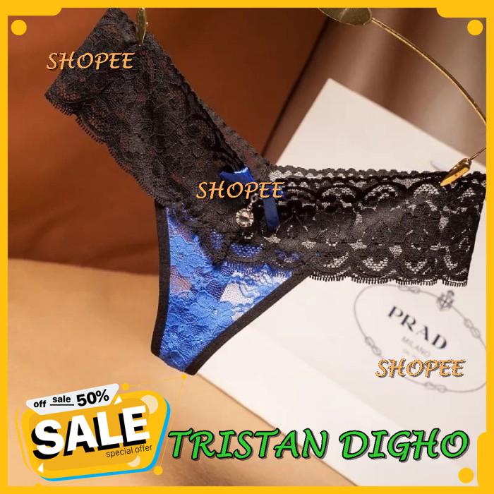 CELANA DALAM SEXY BOW PINGGANG CELANA TRANSPARAN GSTRING WANITA C - MERAH MUDA, FREE / CELANA DALAM 