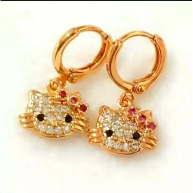 Anting anak motif hello Kitty titanium gold anti karat