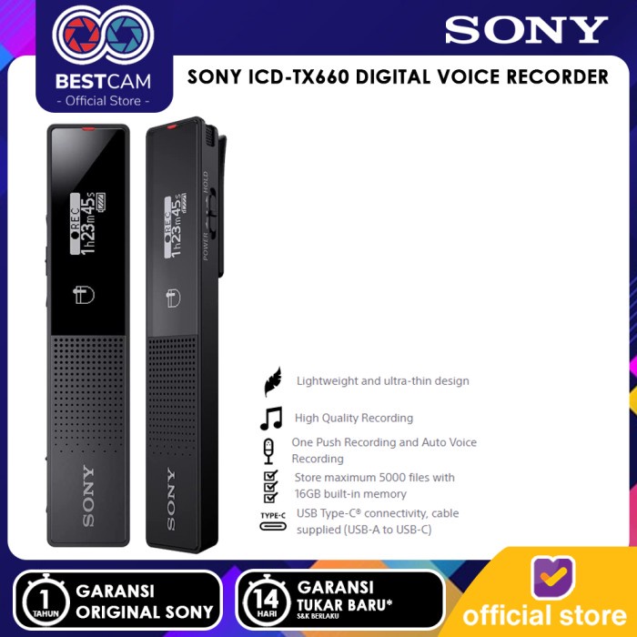 SONY ICD-TX660 TX660 DIGITAL VOICE RECORDER TX SERIES
