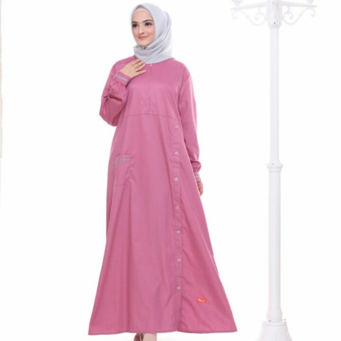 [Original] Gamis Polos Nibras Nbc 01 Warna Dusty Pink Bahan Katun Toyobo Busui Diskon