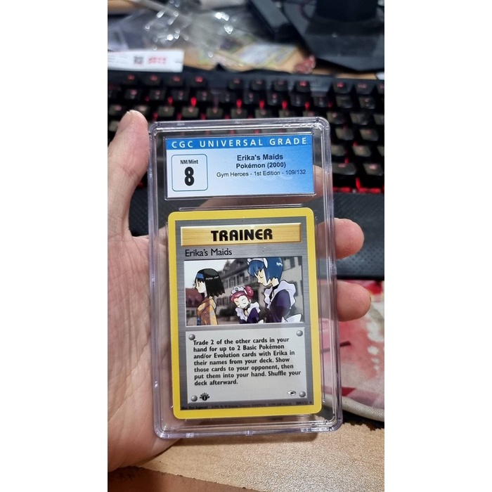 ✅New Pokemon Erika'S Maids Gym Heroes 1St Edition #109 Cgc 8 Terbatas