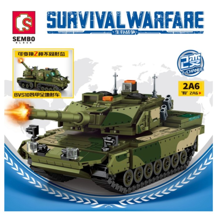 Sembo Block Survival Warfare 2in1 Tank 207003 Leopard 2A6 to BVS Brick