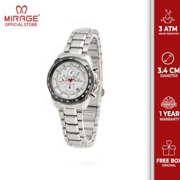 ✅Ori Jam Tangan Wanita Mirage 8305 Silver Putih Original Limited