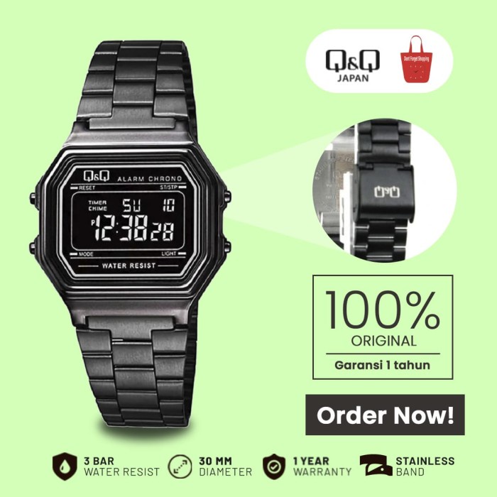 ✅Ori Jam Tangan Digital Wanita QQ Qnq Qq Original Tali Stainless M173J005Y Terbatas