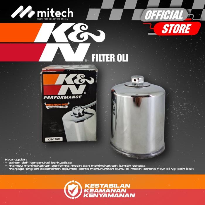 ✨COD KN Filter Oli Harley Davidson Sportster / Xl1200 72 Kn 170 Chrome Ori Berkualitas