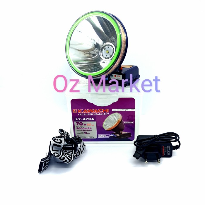 [New Ori] Senter Kepala Headlamp Kawachi Ly 470 A 70 Watt Putih Rechargeable Limited
