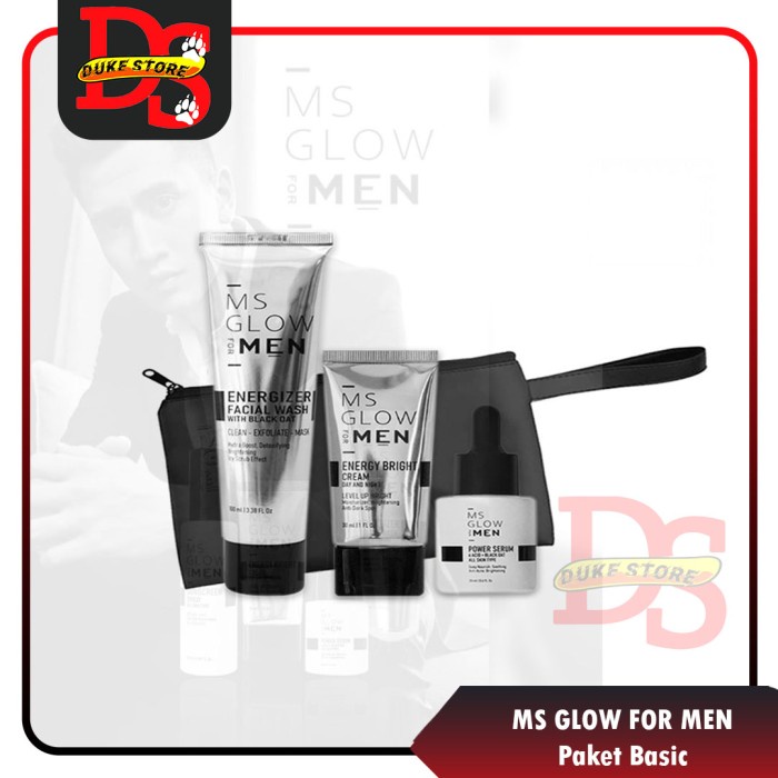 [Original] 3In1 Paket Basic Ms Glow For Men / Skincare Pria 100 Original Diskon