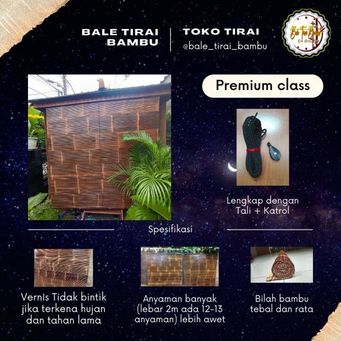 Tirai Bambu Wulung 2X2 Sudah Vernis Dan Katrol Kerai Bambu