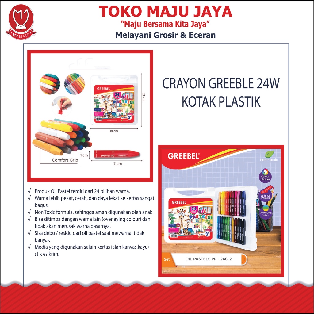 

CRAYON GREEBLE 24 Warna KOTAK PLASTIK
