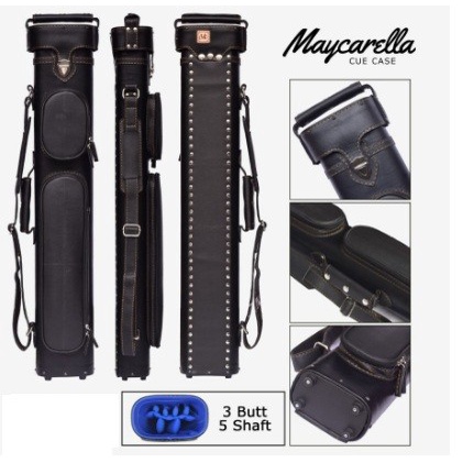 ✨New Ori Maycarella Cue Case  Tas Billiard  3 Butt 5 Shaft - Black / Hitam Limited