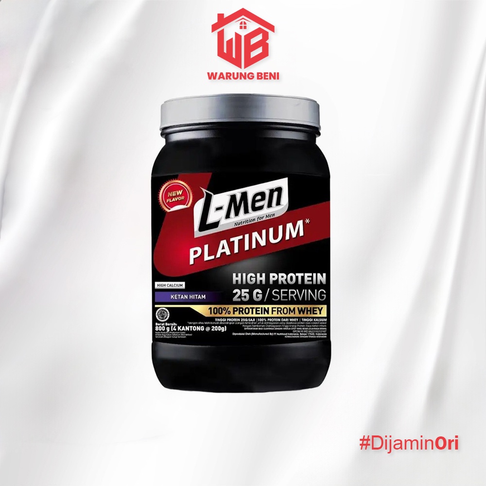 L-Men Platinum Susu Whey Protein Tinggi Protein Ketan Hitam 800 gr