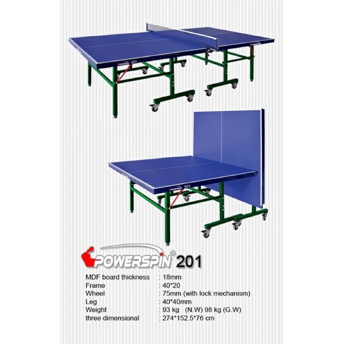 Meja Pingpong / Tenis Meja POWERSPIN 201 / Power Spin 201 (18 mm)