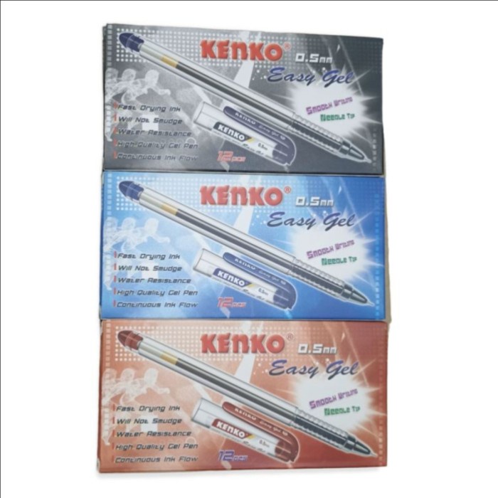 

KENKO PENA PEN EASY GEL 0.5MM PER LUSIN - HITAM / BIRU / MERAH - Hitam EASY GEL