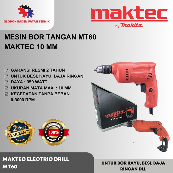 ✅New Ori Mesin Bor Tangan Maktec Mt60 Electric Drill Mt60 Maktec 10 Mm Limited