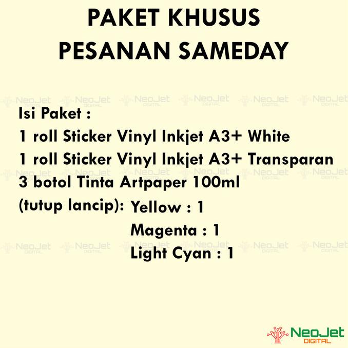 

Paket Sticker Vinyl Inkjet Putih Transparan Tinta Artpaper Art Paper Kode 474